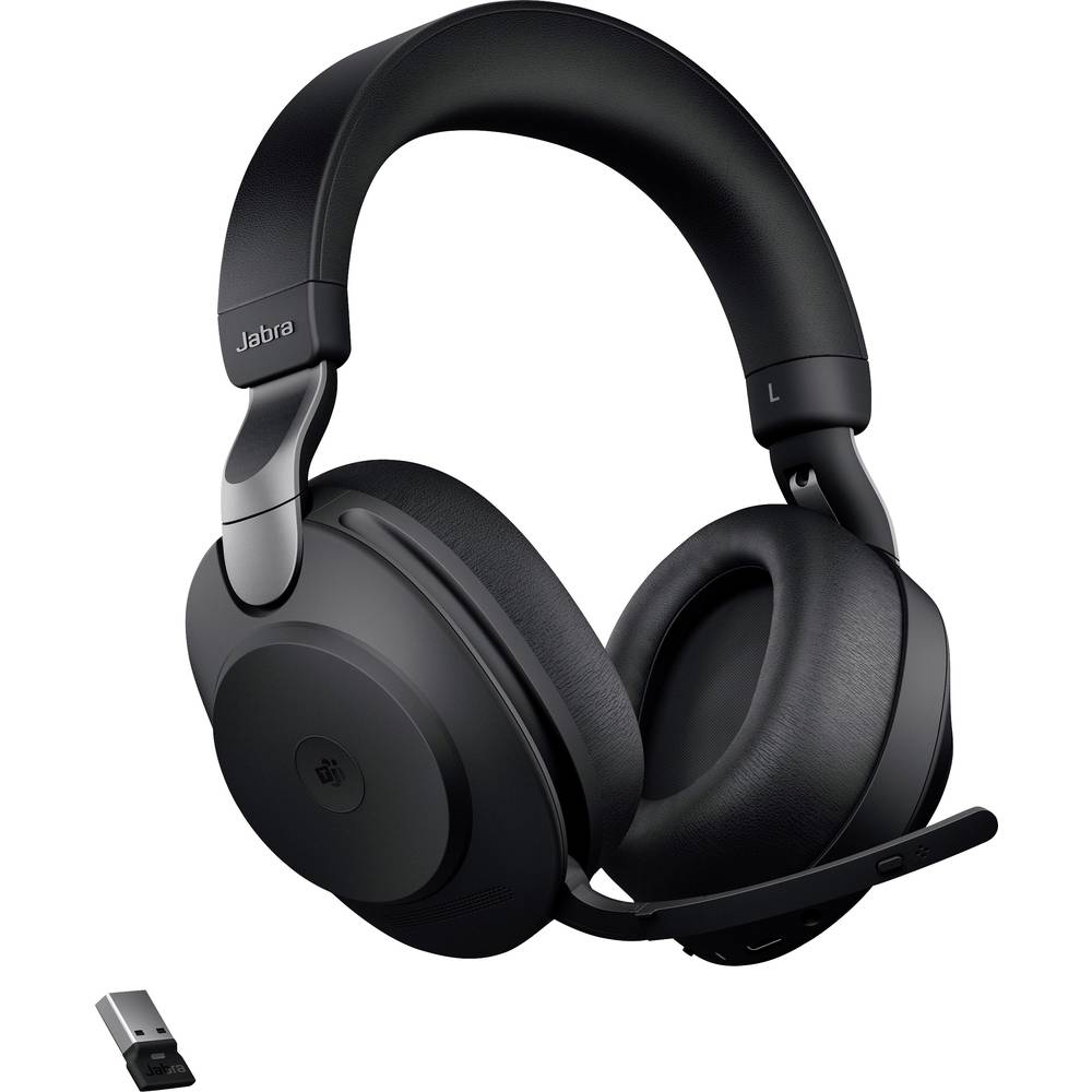 Jabra Evolve2 85 MS Over Ear headset Telefoon Bluetooth, Kabel Stereo Zwart Ruisonderdrukking (microfoon) Volumeregeling, Indicator voor batterijstatus,