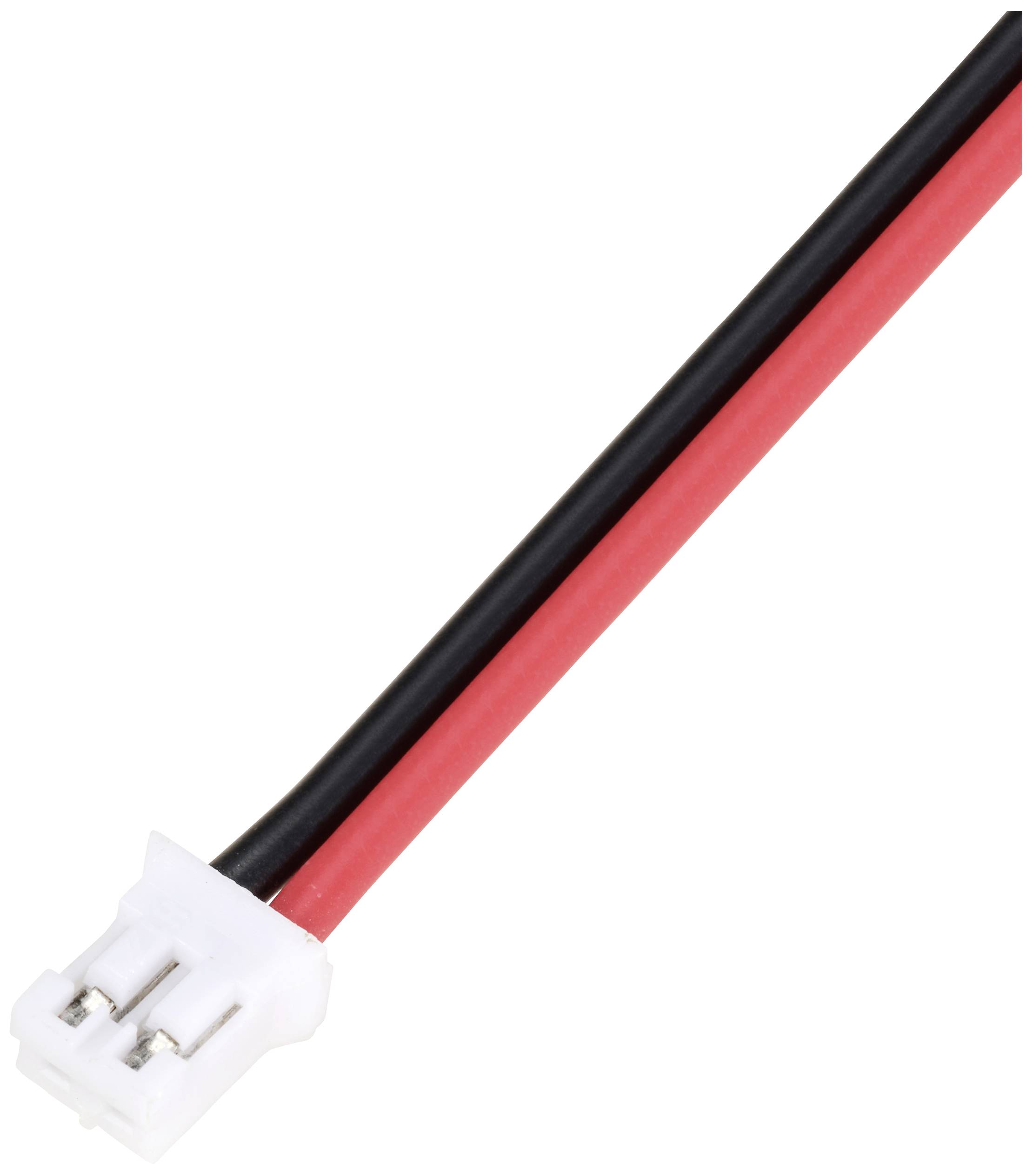 Zweipoliger Steckverbinder mit roten und schwarzen Kabeln; Adapter für elektrische Geräte.