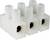 Kunststoffkabelklemme mit drei Anschlussmöglichkeiten, weiß, für elektrische Verkabelung.