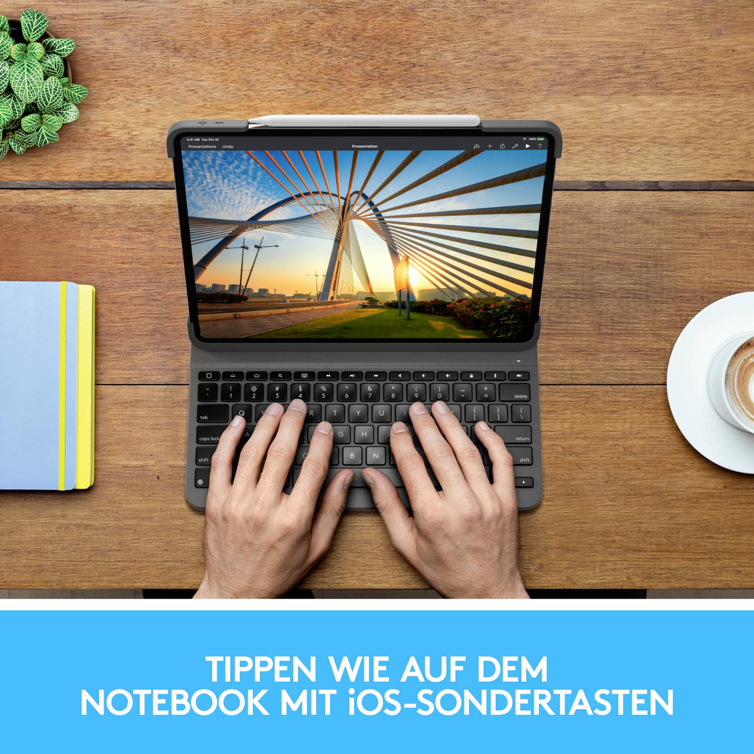 Logitech Slim Folio Pro - Tastatur und Foliohülle - hintergrundbeleuchtet - kabellos - Bluetooth LE-5