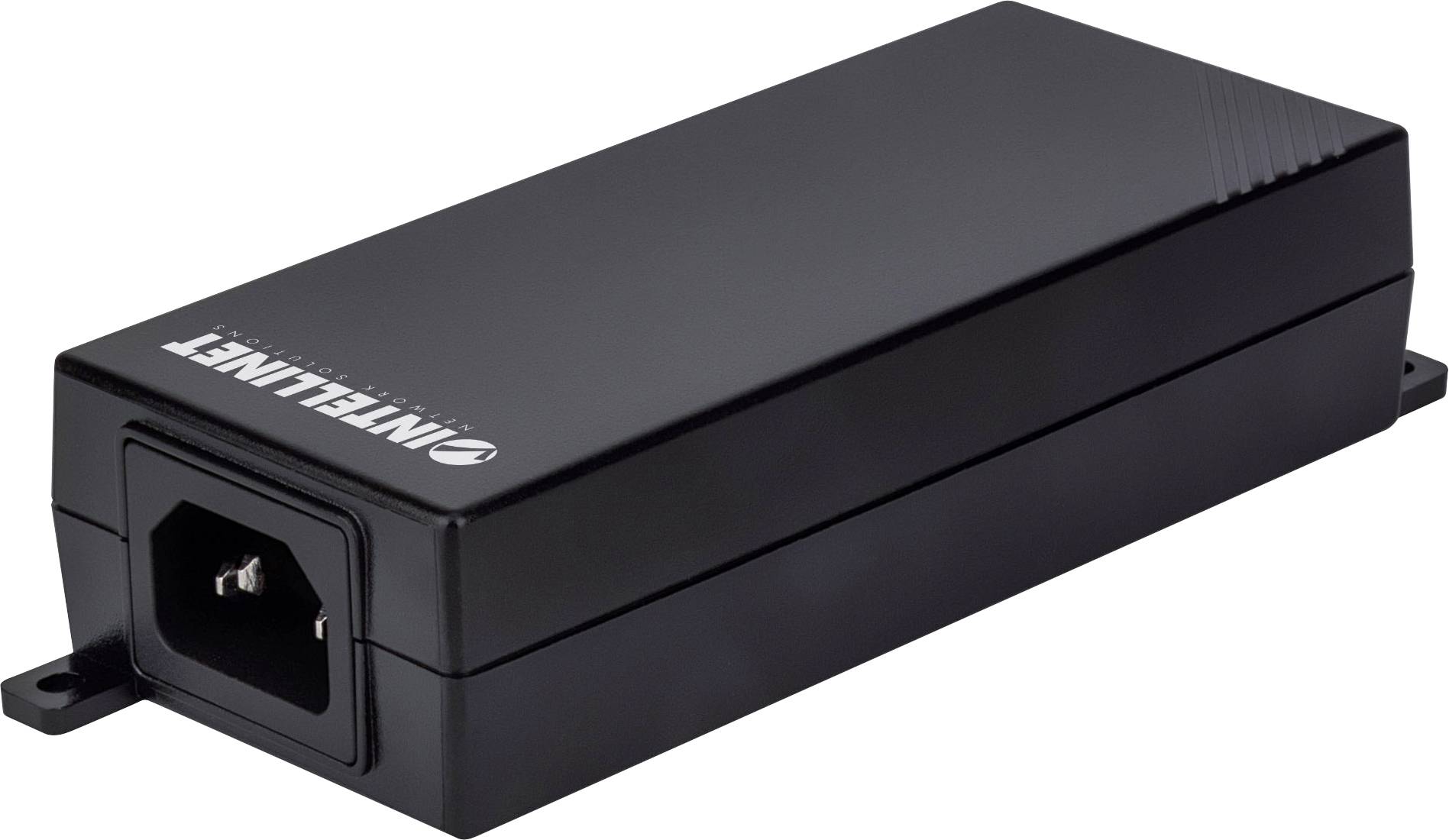 Ein schwarzes Netzteil mit dem Logo 'Intellinet' auf der Oberfläche, verwendet für die Stromversorgung elektronischer Geräte.