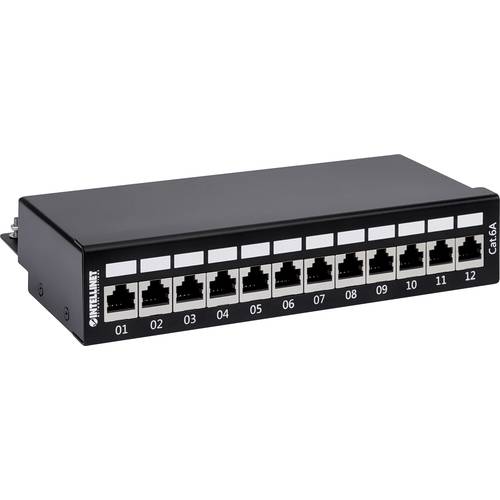 Intellinet 720915 12 Port Patch-Panel CAT 6a Schwarz Bestückt
