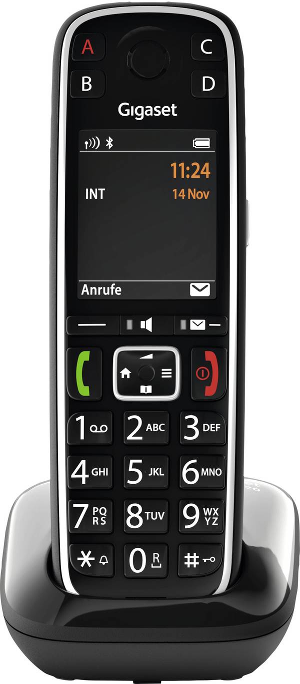 Gigaset E720 DECT, GAP, Bluetooth® Schnurloses Telefon analog  Babyphone, Bluetooth, inkl. Mobilteil, mit Basis, Freisprechen, Optische Anrufsignalisierung, für Hörgeräte kompatibel Schwarz