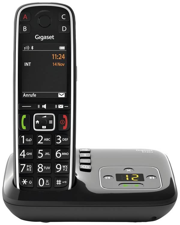 Gigaset E720A DECT, GAP, Bluetooth® Schnurloses Telefon analog  Anrufbeantworter, Babyphone, Bluetooth, Freisprechen, inkl. Mobilteil, mit Basis, Optische Anrufsignalisierung, für Hörgeräte kompatibel Schwarz