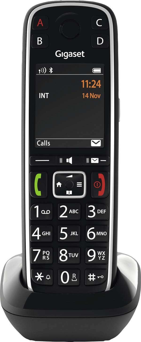 Gigaset E720HX DECT, GAP, Bluetooth® Schnurloses Telefon analog  Babyphone, Bluetooth, Freisprechen, für Hörgeräte kompatibel, inkl. Mobilteil, Optische Anrufsignalisierung Schwarz