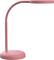 Eine rosa Schreibtischlampe mit rundem Fuß und flexiblem Hals, ideal für Schreibtischbeleuchtung.