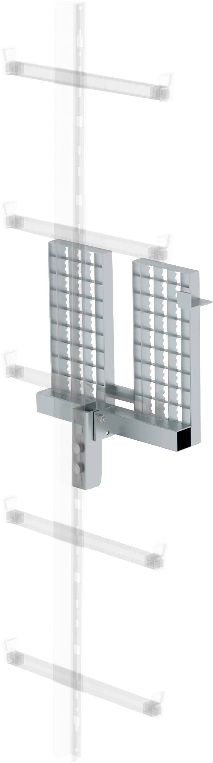 Antennenmast mit Gitterdesign für Outdoor-Installationen. Vertikale Metallstäbe und rechteckiges Gitter sorgen für stabilen Empfang.