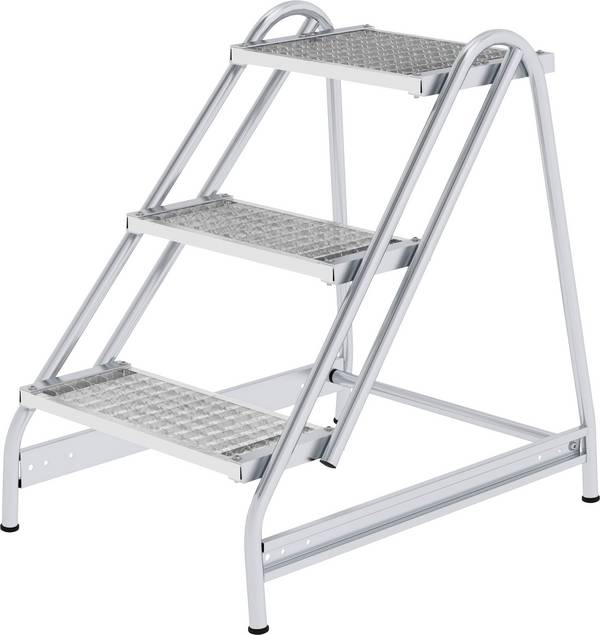 Aluminium-Arbeitspodest Stufen aus Stahl-Gitterrost einseitig begehbar 3 Stufen. MUNK GmbH 98536349