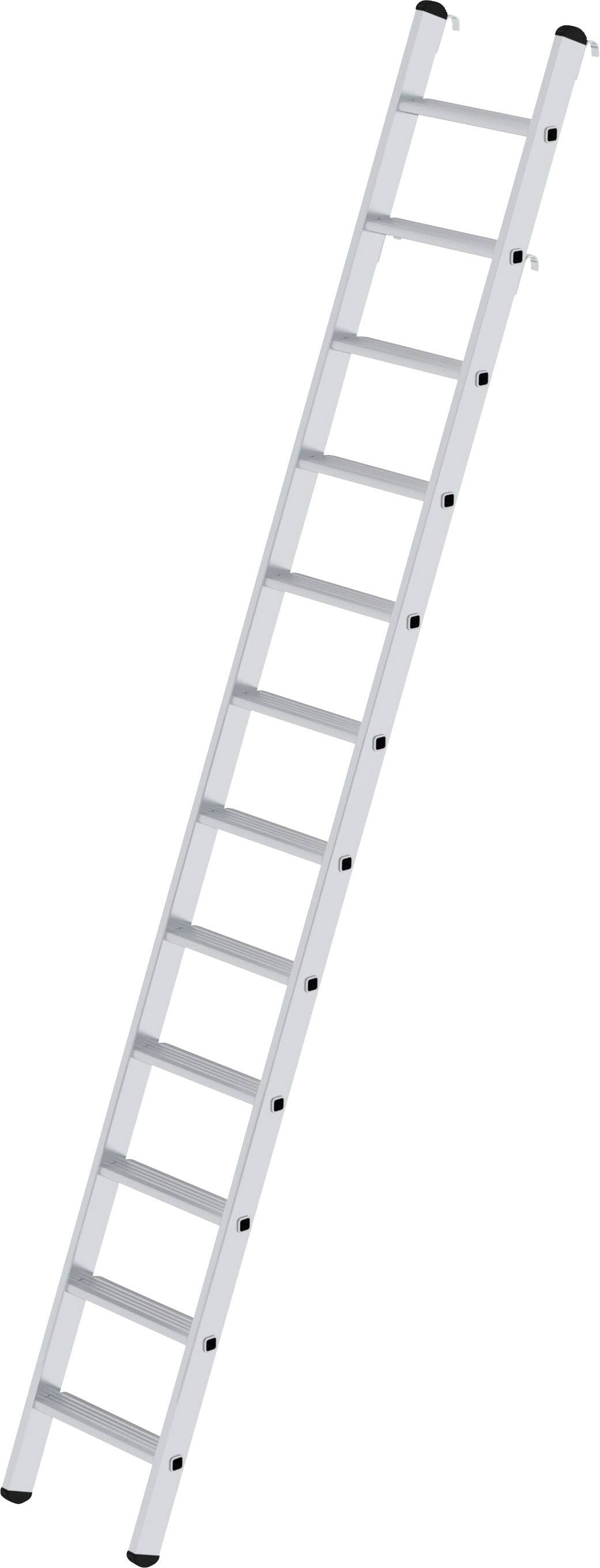 Eine lange silberne Anlegeleiter mit 13 Sprossen.