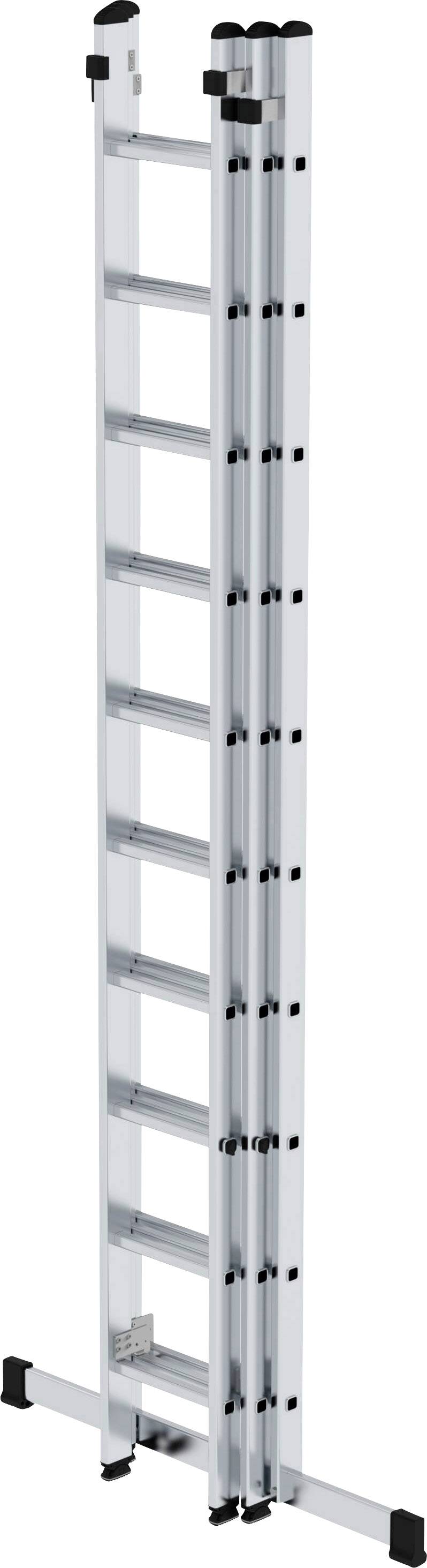 Verlängerbare Aluminiumleiter mit mehrfacher Stufenabteilung, geeignet für verschiedene Arbeiten in unterschiedlichen Höhen.