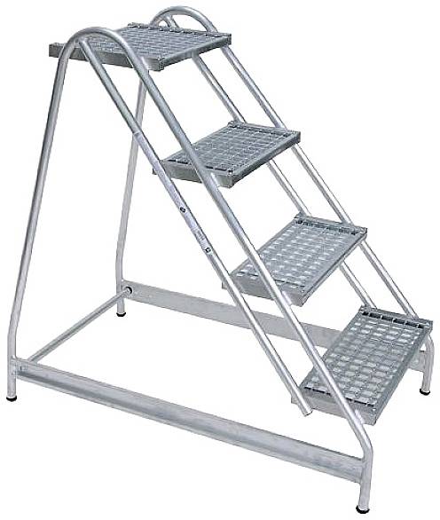 Aluminium-Arbeitspodest Stufen aus Stahl-Gitterrost einseitig begehbar 2 Stufen. MUNK 98536249