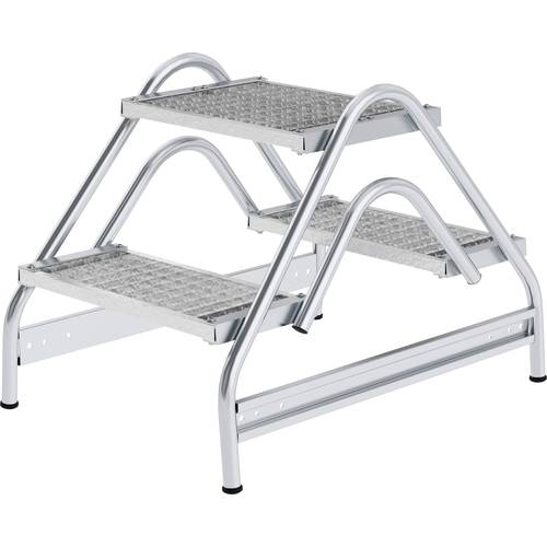 Aluminium-Arbeitspodest Stufen aus Stahl-Gitterrost beidseitig begehbar 2 Stufen. MUNK 98537249