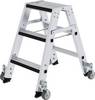 Aluminium-Stehleiter beidseitig begehbar,mit Rollen,relax step 2x3 Stufen