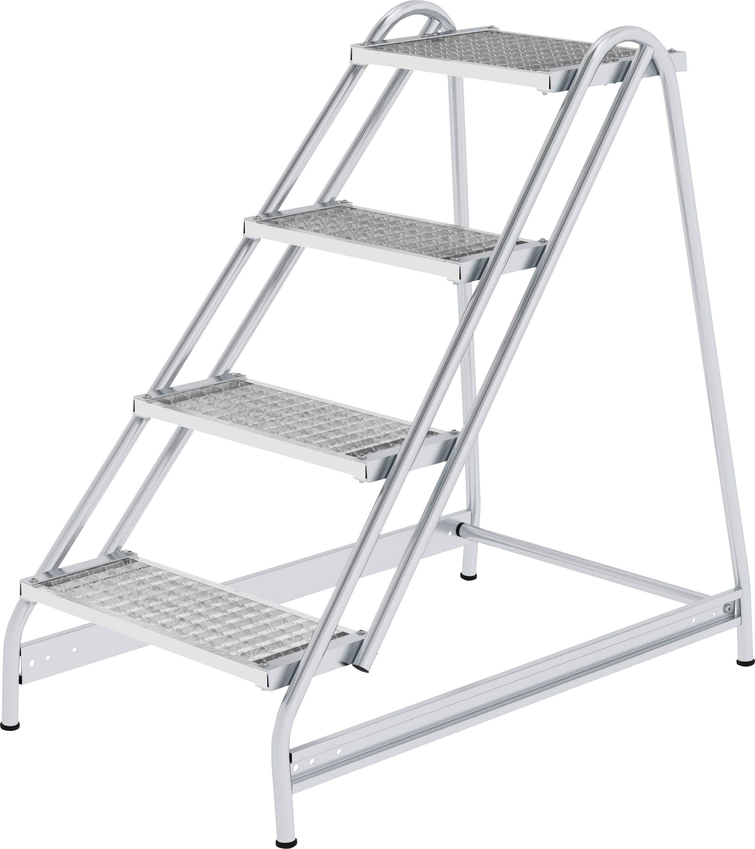 Aluminium-Arbeitspodest Stufen aus Stahl-Gitterrost einseitig begehbar 4 Stufen. MUNK 98536449