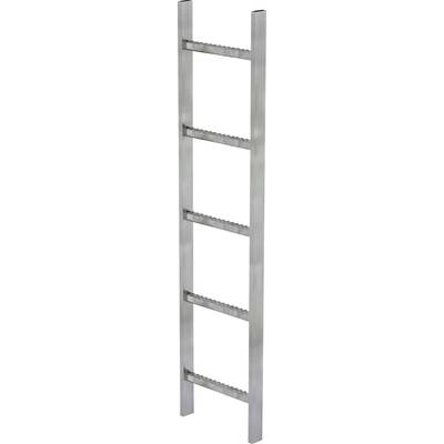 Eine Metallleiter mit fünf Sprossen, ideal zum Aufhängen von Handtüchern oder Kleidung.