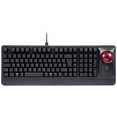 Perixx PERIBOARD-522 DE B USB Tastatur Deutsch, QWERTZ Schwarz mit Trackball