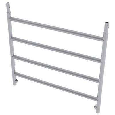 Metallisches Sicherheitstor mit vier horizontalen Stäben, freistehend und stabil.