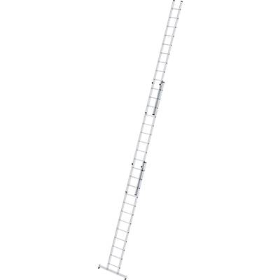 Aluminiumleiter, ausgefahren, mit mehreren Sprossen.