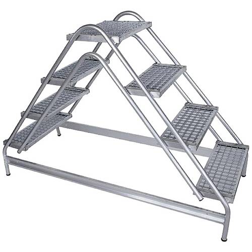 Aluminium-Arbeitspodest Stufen aus Stahl-Gitterrost beidseitig begehbar 3 Stufen. MUNK 98537349