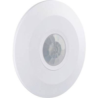 Bewegungsmelder mit rundem, weißen Gehäuse und zentralem Sensor.