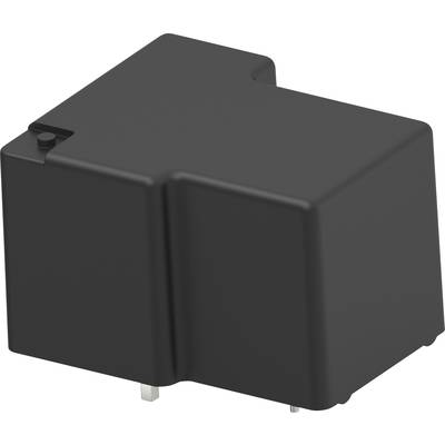 Schwarzes, rechteckiges elektronisches Bauteil mit zwei Metallpins unten links, verwendet in elektrischen Schaltungen.