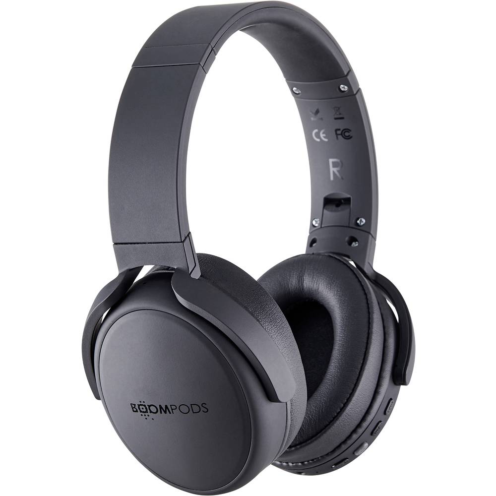Boompods Headpods ANC Over Ear koptelefoon Bluetooth Zwart Noise Cancelling Volumeregeling, Vouwbaar