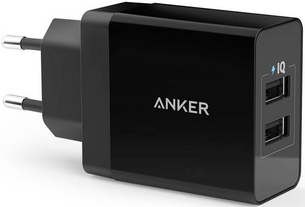Anker PowerIQ 2port USB Ladegerät 24 W USB PoweriQ Schwarz Steckdose Schnellladegerät