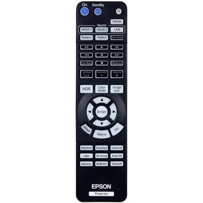 'Fernbedienung für Epson-Projektor mit Tasten für HDMI, LAN, Lautstärke, Stummschaltung, HDR und Bildmodi.'