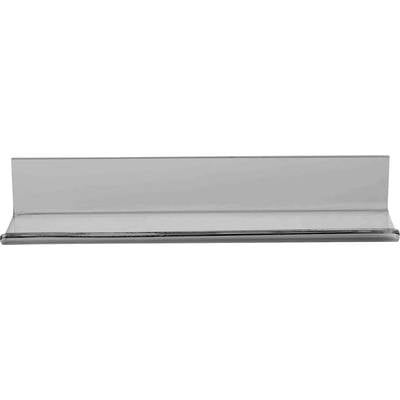 Ein einfaches, rechteckiges Metallregal in Silber, das an der Wand montiert werden kann; bietet platzsparende Aufbewahrung.