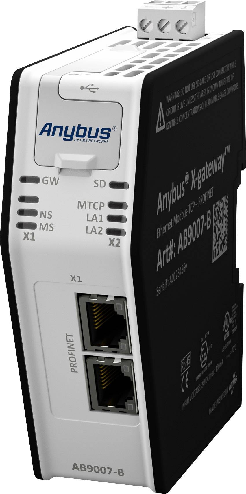 HMS Anybus AB9007 Modbus-TCP Master/Profinet Gateway USB, RJ-45, Ethernet 24 V/DC 1 St.