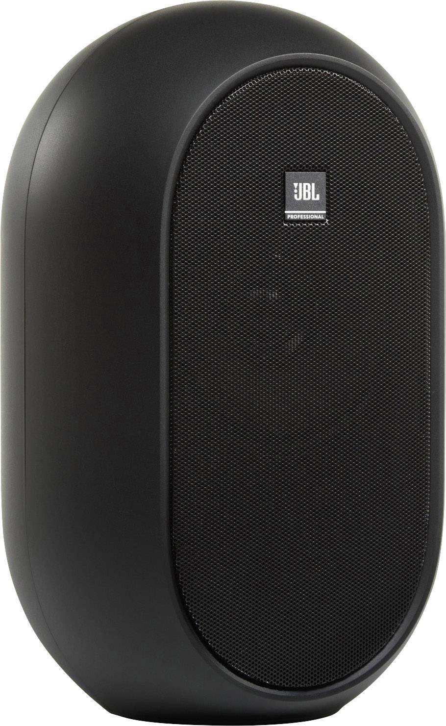 Schwarzer, ovaler Lautsprecher mit JBL-Logo auf der Vorderseite, vor weißem Hintergrund.