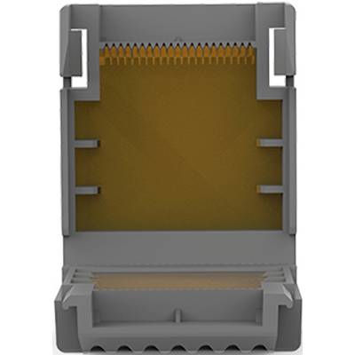 'Graue, offene Kunststoffbox mit oranger Oberfläche im Inneren, vermutlich für elektronische Bauteile oder als Schutzgehäuse konzipiert.'