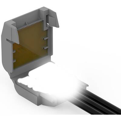 Ein HDMI-Stecker, teilweise geöffnet, zeigt die Innenverbindung und mehrere Kabel, die auf der rechten Seite angeschlossen sind.