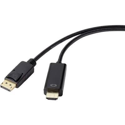 Renkforce DisplayPort / HDMI Adapterkabel DisplayPort Stecker, HDMI-A Stecker 3.00 m Schwarz RF-4547686 vergoldete Steck