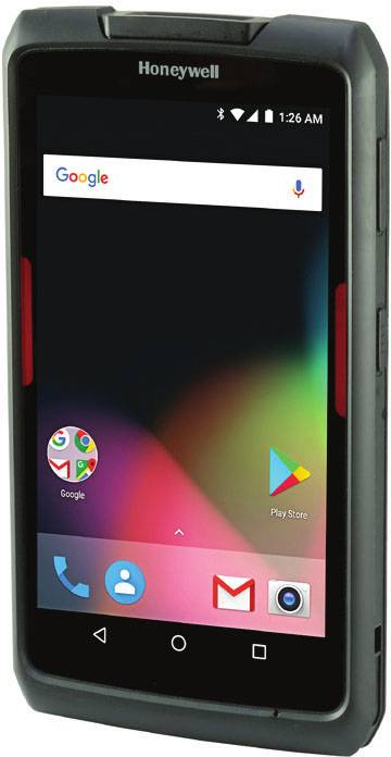 Ein Smartphone mit schwarzem Gehäuse und farbigem Bildschirm zeigt verschiedene App-Symbole, darunter Google und Play Store.