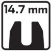 'Symbolloses Symbol zeigt 14,7 mm.'