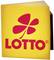 Ein gelbes Schild mit einem roten Kleeblatt-Symbol und dem Wort 'LOTTO' darunter in roter Schrift.