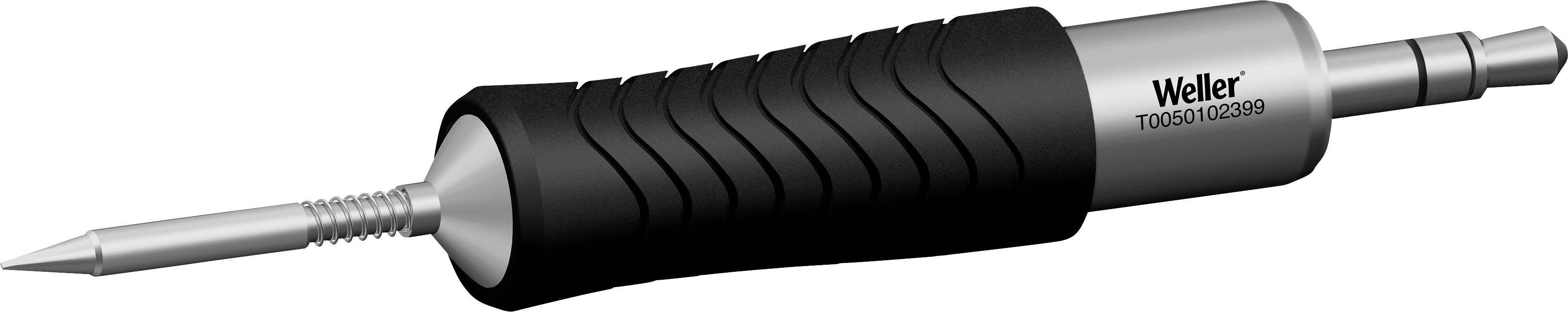 Ein Weller Lötkolben mit schwarzem Griff und spitzem Metallstab, geeignet für Feinlötarbeiten.