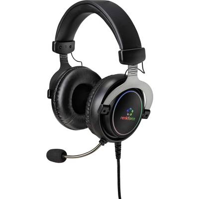 Renkforce RF-GH-300 Gaming Over Ear Headset kabelgebunden 7.1 Surround Schwarz  Mikrofon-Stummschaltung, Lautstärkeregel