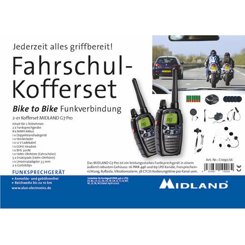 Midland Fahrschul-Kofferset Bike to Bike G7 Pro C1090.S6 PMR/LPD-Handfunkgerät 2er Set