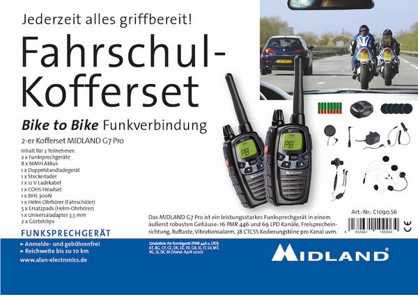 Midland Fahrschul-Kofferset Bike to Bike G7 Pro C1090.S6 PMR/LPD-Handfunkgerät 2er Set