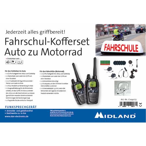 Midland Fahrschul-Kofferset Car to Bike G7 Pro C1090.S7 PMR/LPD-Handfunkgerät 2er Set