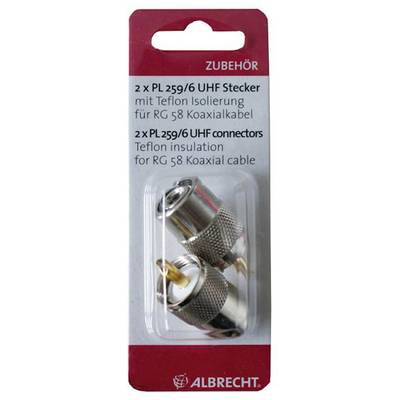 Verpackung mit zwei UHF-Steckern, '2 x PL 259/6', mit Teflon-Isolierung für RG 58 Koaxialkabel. Marke: Albrecht.