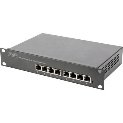 Ein 8-Port-Gigabit-Ethernet-Switch, geeignet für Netzwerkverbindungen in IT-Umgebungen, mit nummerierten Ports zur einfachen Identifikation.
