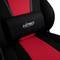 Schwarz-roter Gaming-Stuhl mit dem Logo 'NITRO Concepts' auf der Lendenstütze. Bequemes Design für längeres Sitzen.