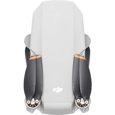 Grau-weiße Drohne mit eingeklappten Propellern, zeigt das kompakte und tragbare Design.