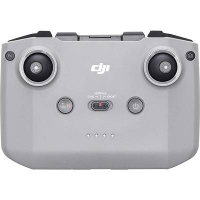Grauer DJI-Controller mit zwei Joysticks und mehreren Tasten für Drohnensteuerung, zeigt Modi: Normal, Cine, Sport.