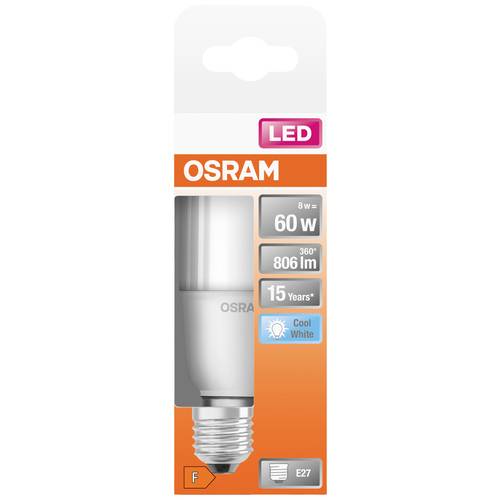 Thumbnail - OSRAM HOMELIGHTING 4058075428508 LED EEK F (A - G) E27 Kolbenform 8 W = 60 W Kaltweiß (Ø x L) 40.4 mm x 114 mm 1 St.