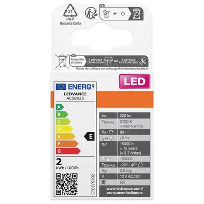 LED-Lampe Verpackung mit Energieeffizienzklasse E, 2 kWh/1000h. 2700K warmweiß, 800 lm, 15.000h Lebensdauer, Dimmfunktion.