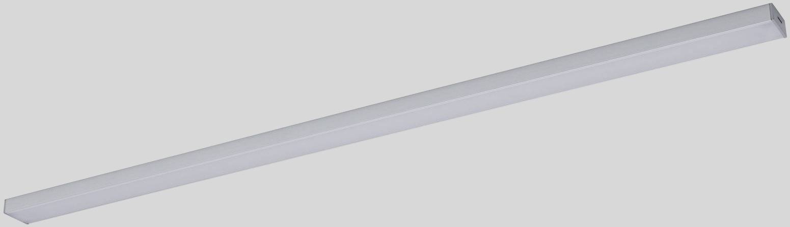 Eine weiße, längliche LED-Leiste zur Deckenmontage. Sie dient zur Beleuchtung von Innenräumen und hat ein schlichtes, modernes Design.